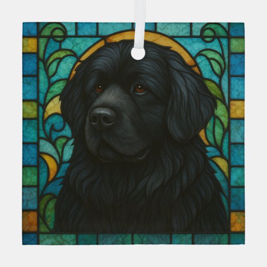 Neufundland Hund "Festglas" Ornament Aus Glas (Rückseite)