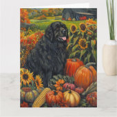 Neufundland Hund Herbst Ernte Erntedank Karte (Vorderseite)