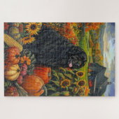 Neufundland Hund Herbst Ernte Erntedank Puzzle (Horizontal)