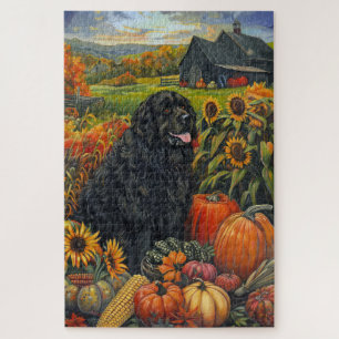 Neufundland Hund Herbst Ernte Erntedank Puzzle