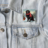 Neufundland Hund in Schnee Weihnachten Button (Beispiel)