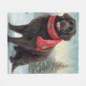 Neufundland Hund in Schnee Weihnachten Fleecedecke (Vorderseite (Horizontal))