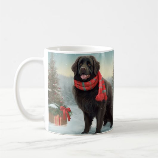 Neufundland Hund in Schnee Weihnachten Kaffeetasse (Links)
