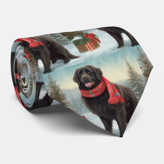 Neufundland Hund in Schnee Weihnachten Krawatte (Gerollt)