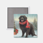 Neufundland Hund in Schnee Weihnachten Magnet (Vorderseite/Rückseite)