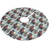 Neufundland Hund in Schnee Weihnachten Polyester Weihnachtsbaumdecke (Schrägansicht)