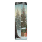 Neufundland Hund in Schnee Weihnachten Thermosbecher (Rückseite)