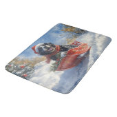 Neufundland Hund in Sledge Let it Snow Christmas Badematte (Schrägansicht)