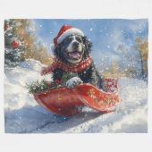 Neufundland Hund in Sledge Let it Snow Christmas Fleecedecke (Vorderseite (Horizontal))