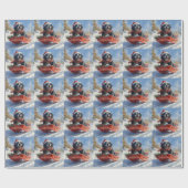 Neufundland Hund in Sledge Let it Snow Christmas Geschenkpapier (Flach)