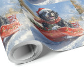 Neufundland Hund in Sledge Let it Snow Christmas Geschenkpapier (Rolleneckpunkt)