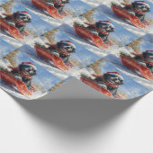 Neufundland Hund in Sledge Let it Snow Christmas Geschenkpapier (Ecke)