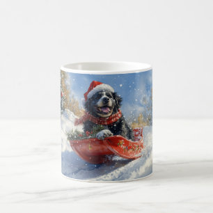 Neufundland Hund in Sledge Let it Snow Christmas Kaffeetasse
