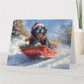 Neufundland Hund in Sledge Let it Snow Christmas Karte (Vorderseite)