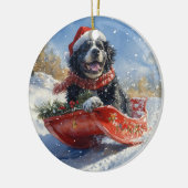 Neufundland Hund in Sledge Let it Snow Christmas Keramik Ornament (Links)
