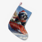 Neufundland Hund in Sledge Let it Snow Christmas Kleiner Weihnachtsstrumpf (Vorderansicht (hängend))