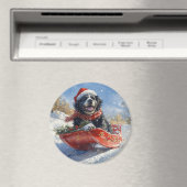 Neufundland Hund in Sledge Let it Snow Christmas Magnet (In Situ (Geschirrspüler))