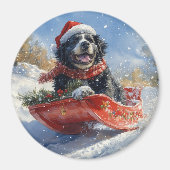 Neufundland Hund in Sledge Let it Snow Christmas Magnet (Vorne)