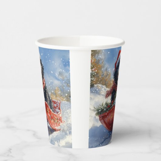 Neufundland Hund in Sledge Let it Snow Christmas Pappbecher (Links)