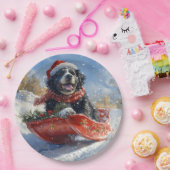 Neufundland Hund in Sledge Let it Snow Christmas Pappteller (Party)