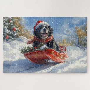 Neufundland Hund in Sledge Let it Snow Christmas Puzzle