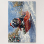 Neufundland Hund in Sledge Let it Snow Christmas Puzzle (Vertikal)