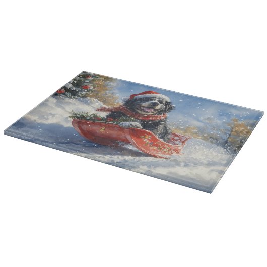 Neufundland Hund in Sledge Let it Snow Christmas Schneidebrett (Ecke)