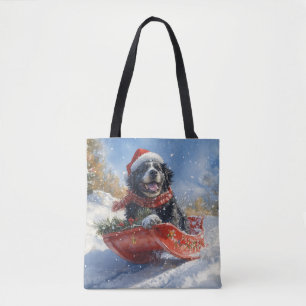Neufundland Hund in Sledge Let it Snow Christmas Tasche