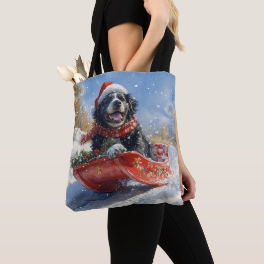 Neufundland Hund in Sledge Let it Snow Christmas Tasche (Von Nahem)