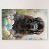 Neufundland Hund mit Ostereiern Urlaub Puzzle (Horizontal)