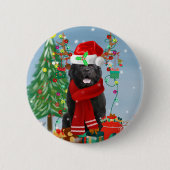 Neufundland Hund mit Weihnachtsgeschenken Button (Vorderseite)