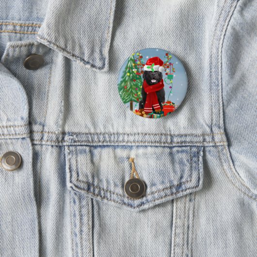 Neufundland Hund mit Weihnachtsgeschenken Button (Beispiel)