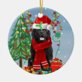Neufundland Hund mit Weihnachtsgeschenken Keramik Ornament (Vorne)