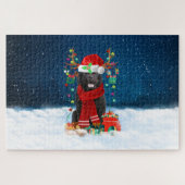 Neufundland Hund mit Weihnachtsgeschenken Puzzle (Horizontal)