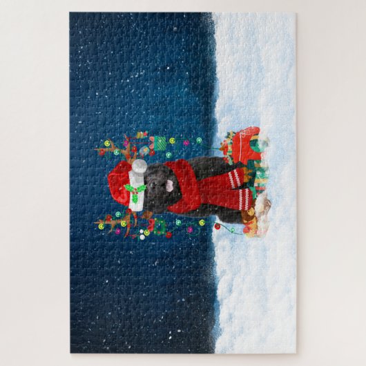 Neufundland Hund mit Weihnachtsgeschenken Puzzle (Vertikal)