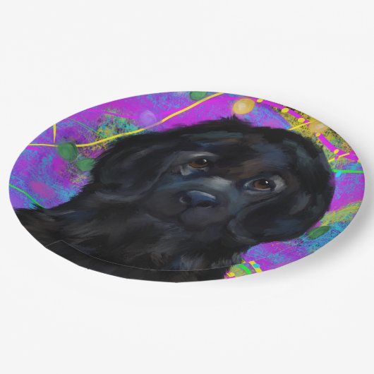 Neufundland-Hund Pappteller (Schrägansicht)