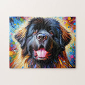 Neufundland Hund Portrait Akrylkkunstdruckhund Puzzle (Horizontal)