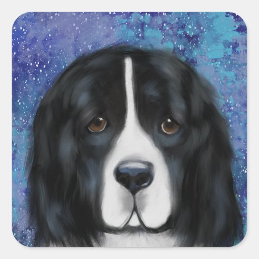 Neufundland-Hund Quadratischer Aufkleber (Vorderseite)