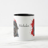 Neufundland Hund roter Abstrakter Hintergrund Tasse (Zentrum)
