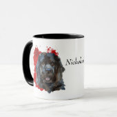 Neufundland Hund roter Abstrakter Hintergrund Tasse (Vorderseite Links)