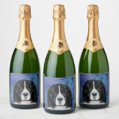 Neufundland-Hund Schaumweinetikett (Flaschen)