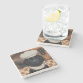 Neufundland-Hund Steinuntersetzer (Seitenansicht)