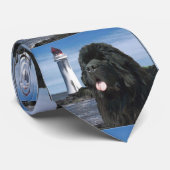 Neufundland Hund und Leuchtturm Necktie Krawatte (Gerollt)