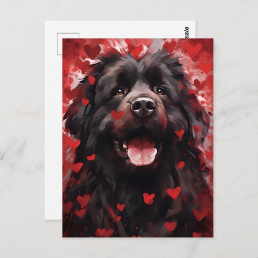 Neufundland-Hund-Valentinstag Postkarte (Vorne/Hinten)