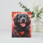 Neufundland-Hund-Valentinstag Postkarte (Stehend Vorderseite)