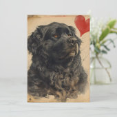 Neufundland Hund Vintag Valentinstag Feiertagskarte (Stehend Vorderseite)