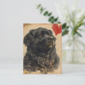 Neufundland Hund Vintag Valentinstag Postkarte (Stehend Vorderseite)