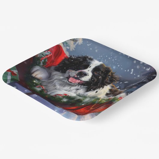 Neufundland Hund Weihnachtsfest Pappteller (Gewinkelt)