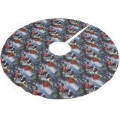 Neufundland Hund Weihnachtsfest Polyester Weihnachtsbaumdecke (Schrägansicht)