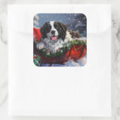 Neufundland Hund Weihnachtsfest Quadratischer Aufkleber (Tasche)